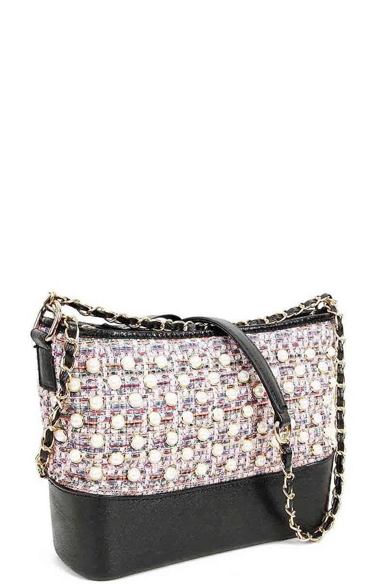 Fashion Multi Pearl Modern Crossbody Bag