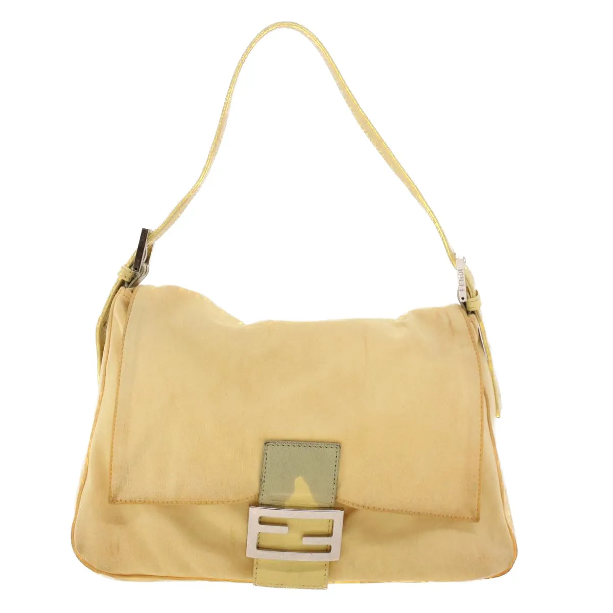 FENDI Mamma Baguette Shoulder Bag Nylon Yellow 2321.26325.018 Auth rd5161