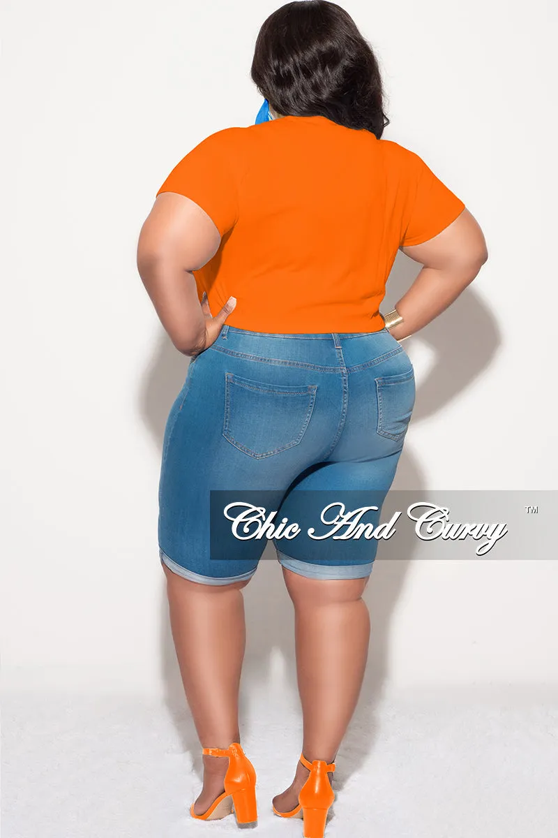 Final Sale Plus Size Zip Up Jersey "DESTINY " Graphic Top in Orange