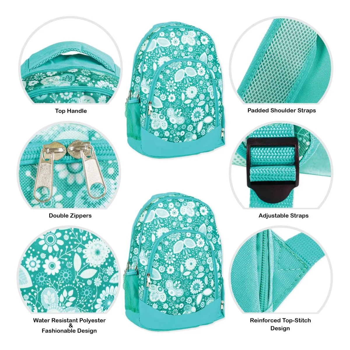 Floral Pattern Backpack & Lunchbag Set