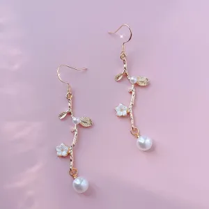 Flower Banquet Retro Baroque Pearl Gold Earrings