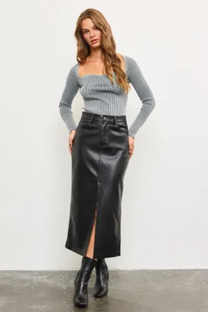 Front Slit Midi Skirt