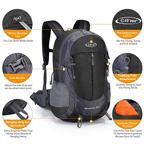 G4Free 35L Outdoor Sports Travel Daypack with Rain Cover