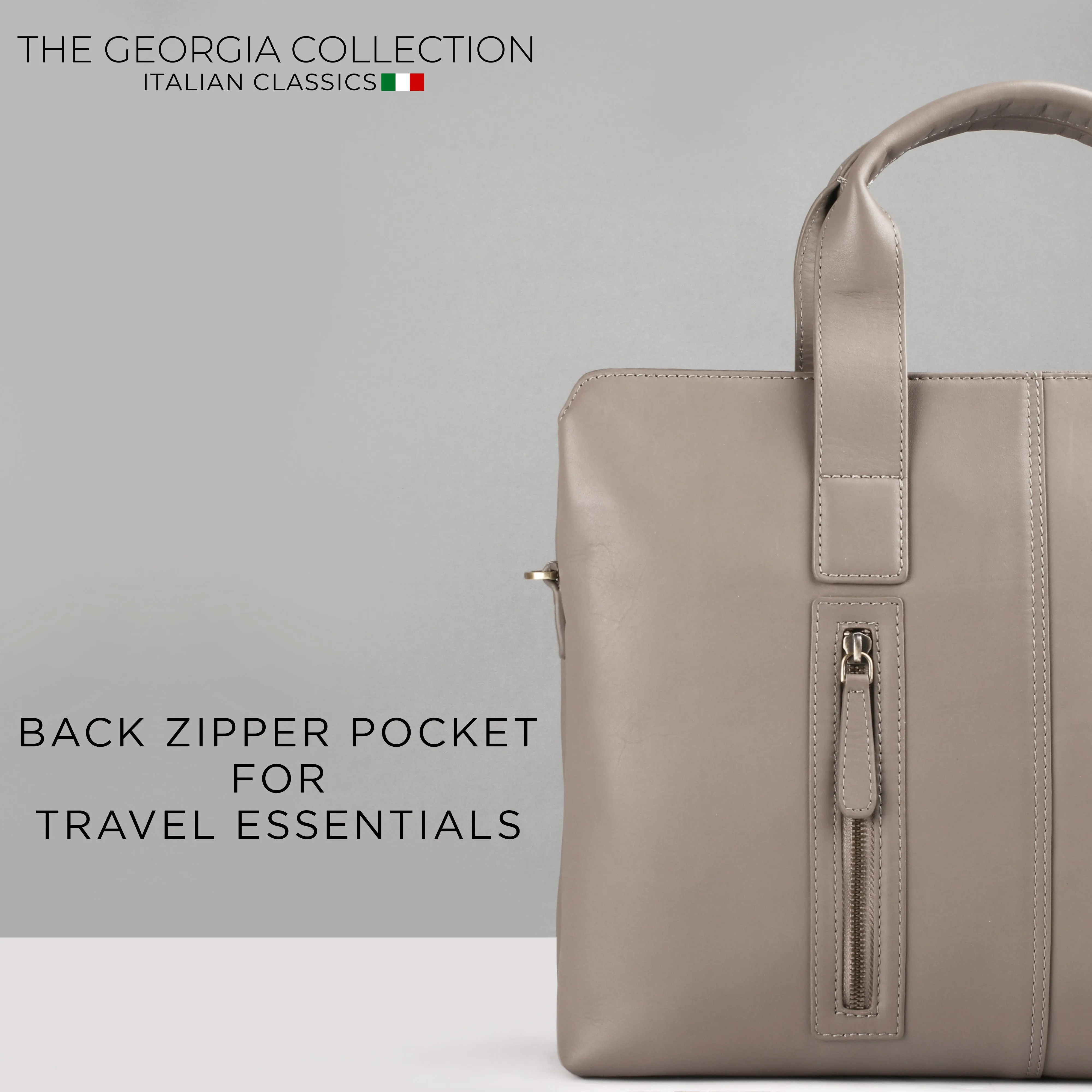 Georgia Collection | Leather Portfolio Bag | For Office Use | Colour - Beige & Tan