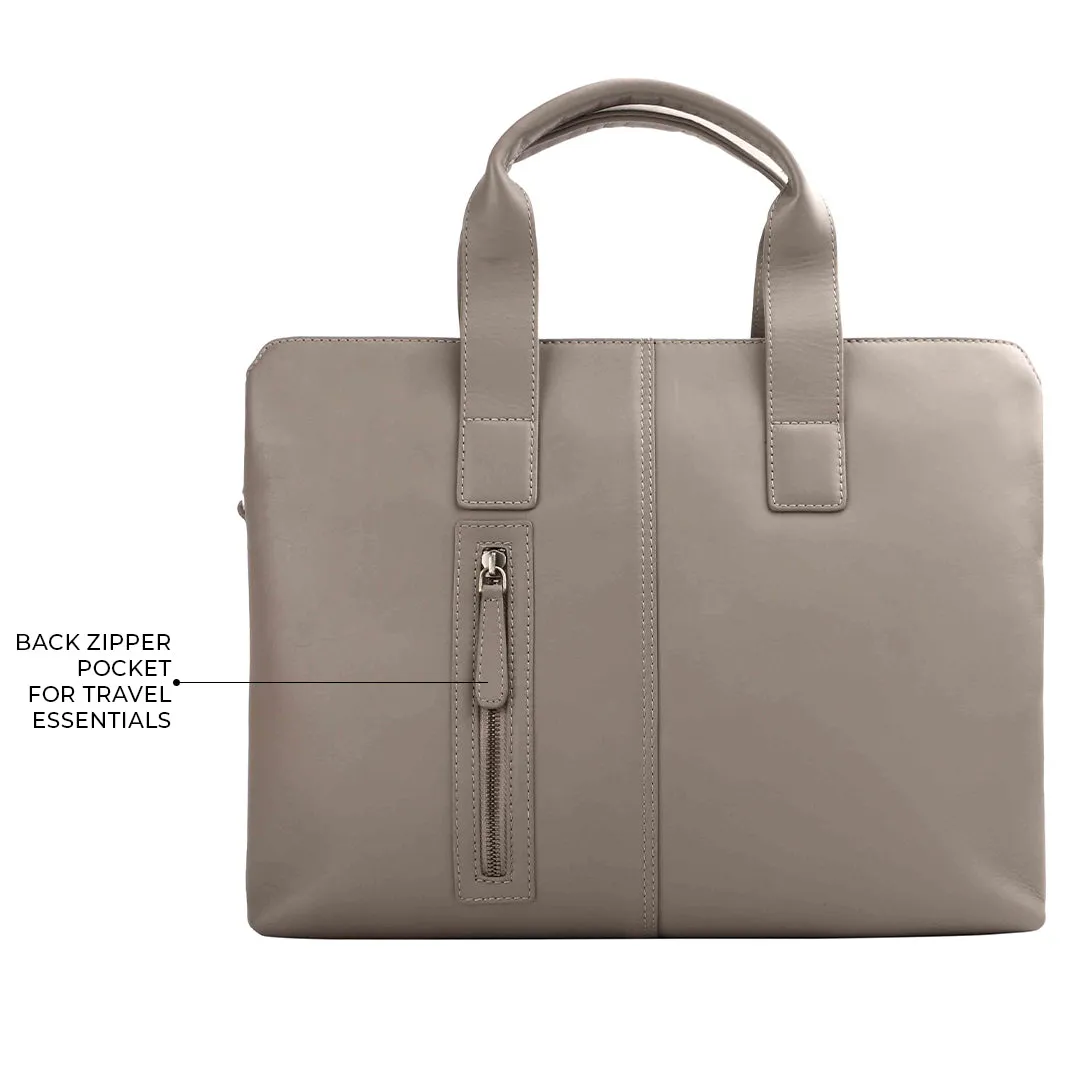 Georgia Collection | Leather Portfolio Bag | For Office Use | Colour - Beige & Tan