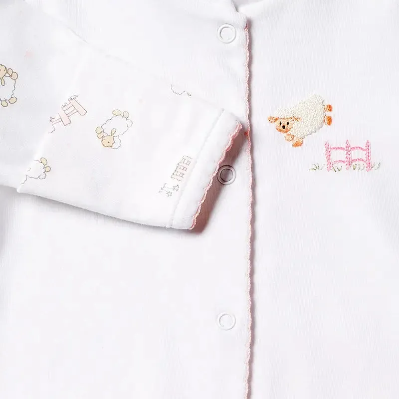 Girls babygrow - Sheep pink