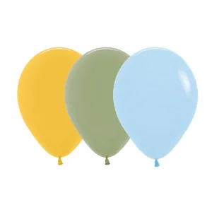 Goldenrod, Eucalyptus & Pastel Blue Balloons - 12 Pkt