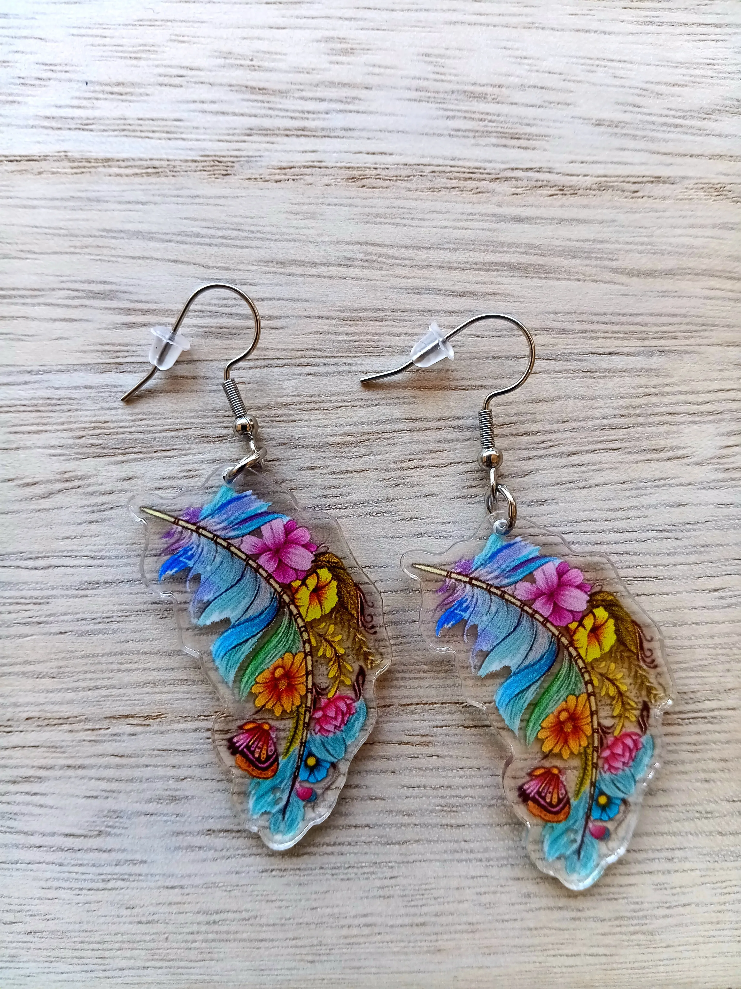 Gorgeous Bohemian Floral Feather Earrings