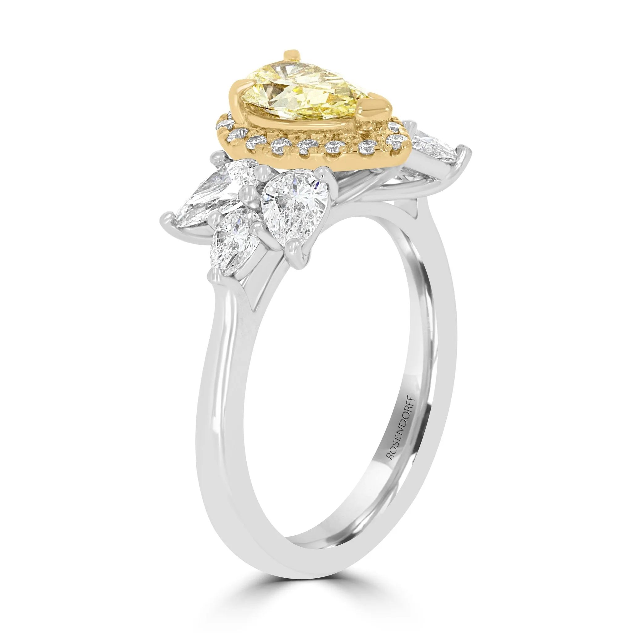 Gorgeous Pear Yellow Diamond Halo Ring