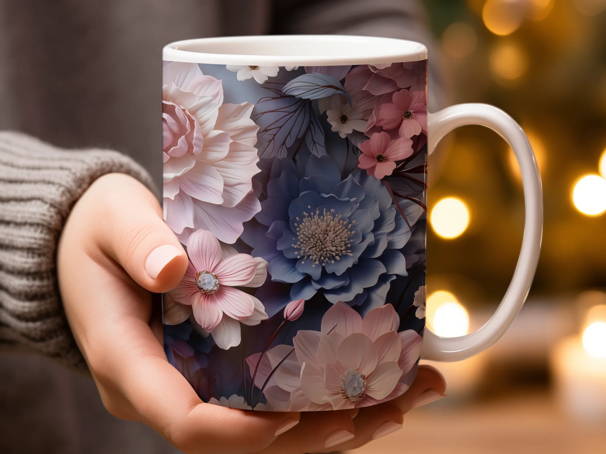 Gorgeous Pink Purple Flowers Coffee Mug, Gorgeous Pink Purple Flowers Mug Ceramic, Flower Cup, Cute Gift for Her, Gorgeous Pink Flowers