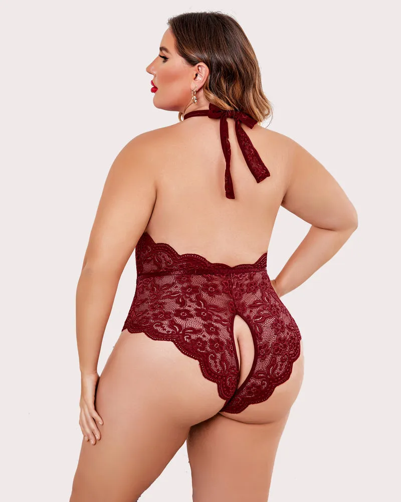 Gorgeous Plus Size Lace Print Bodysuit