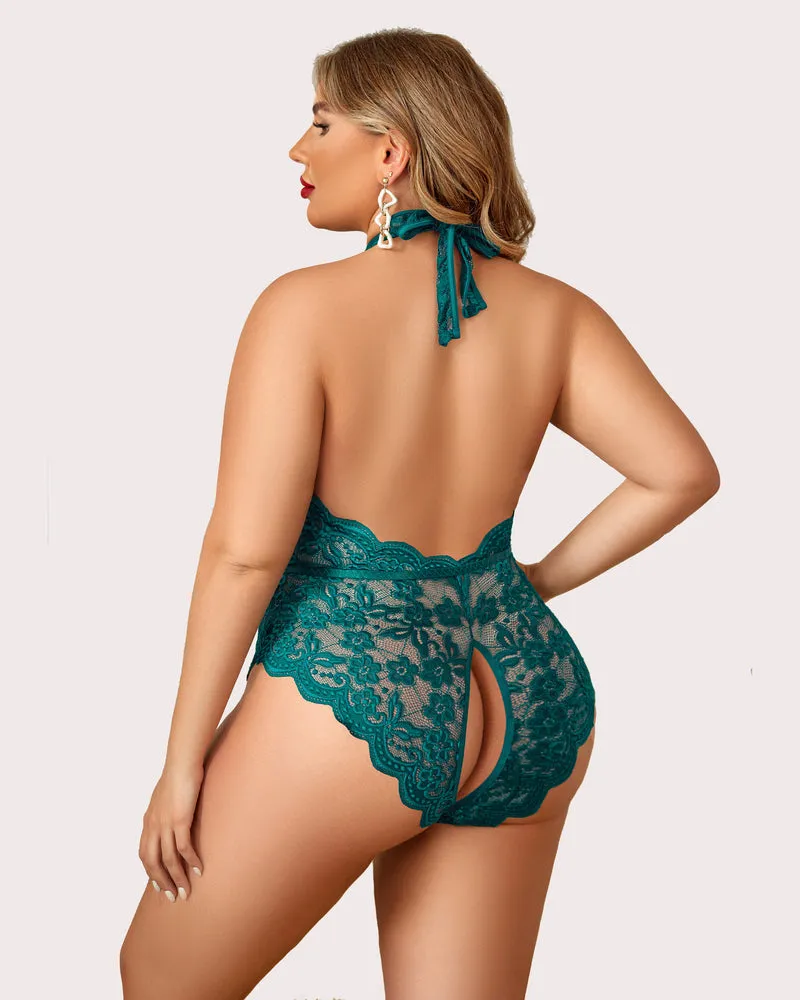 Gorgeous Plus Size Lace Print Bodysuit