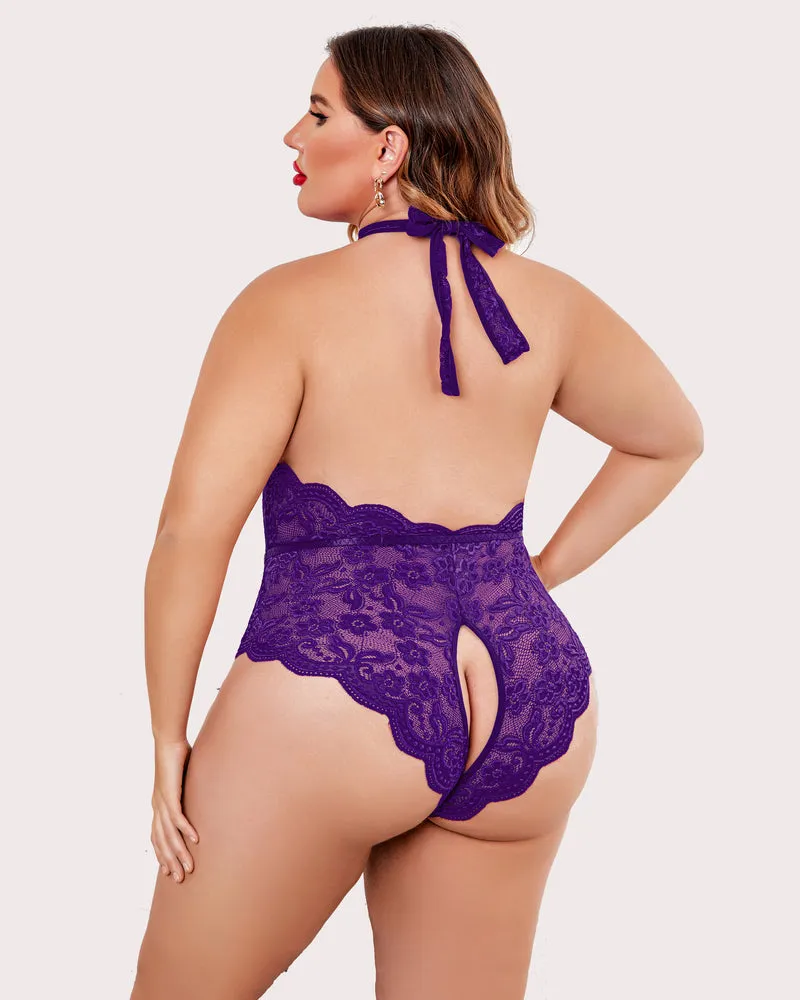 Gorgeous Plus Size Lace Print Bodysuit