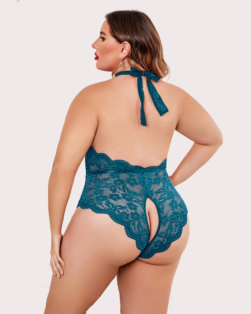 Gorgeous Plus Size Lace Print Bodysuit