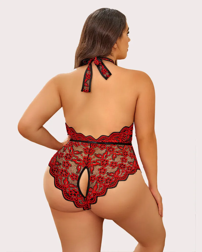 Gorgeous Plus Size Lace Print Bodysuit