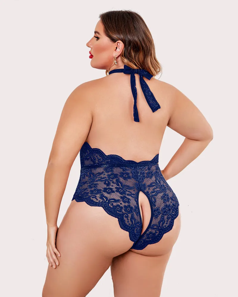 Gorgeous Plus Size Lace Print Bodysuit