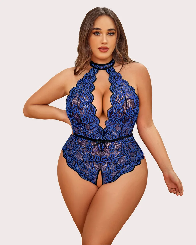 Gorgeous Plus Size Lace Print Bodysuit