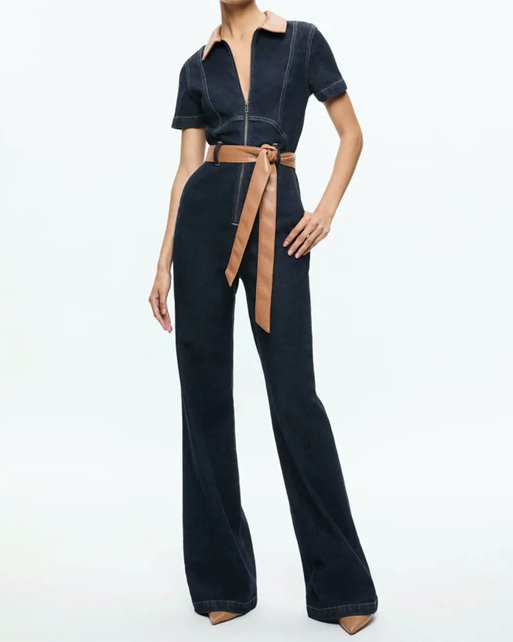 Gorgeous Wide Leg Jumpsuit in Dark Rinse