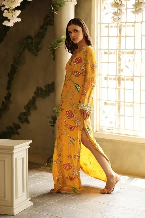 GORGEOUS YELLOW SLIT DRESS