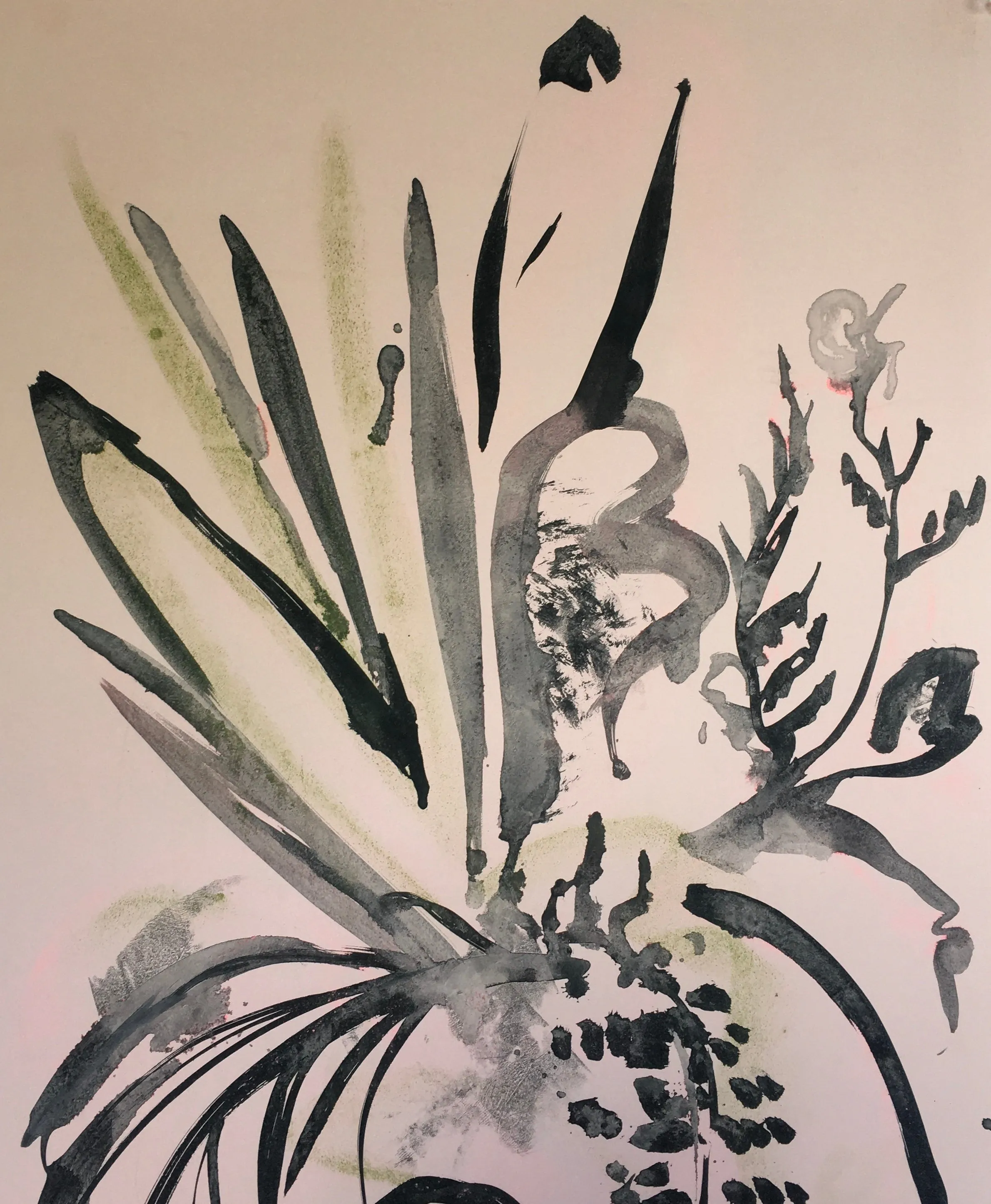 Grasses, Ink and Pastel Study