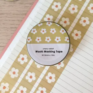 Green Pastel Daisies Washi Tape by Cherry Rabbit