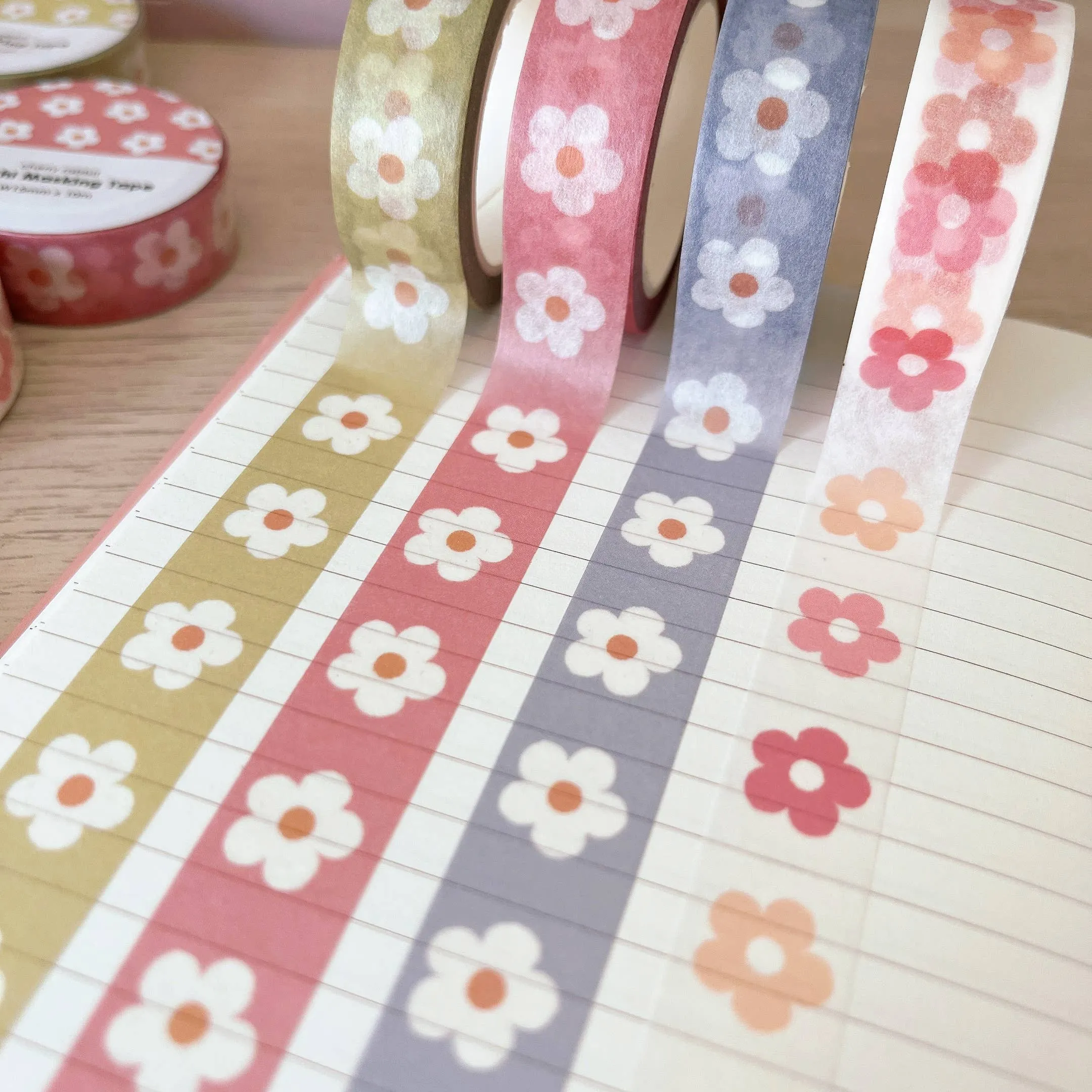 Green Pastel Daisies Washi Tape by Cherry Rabbit