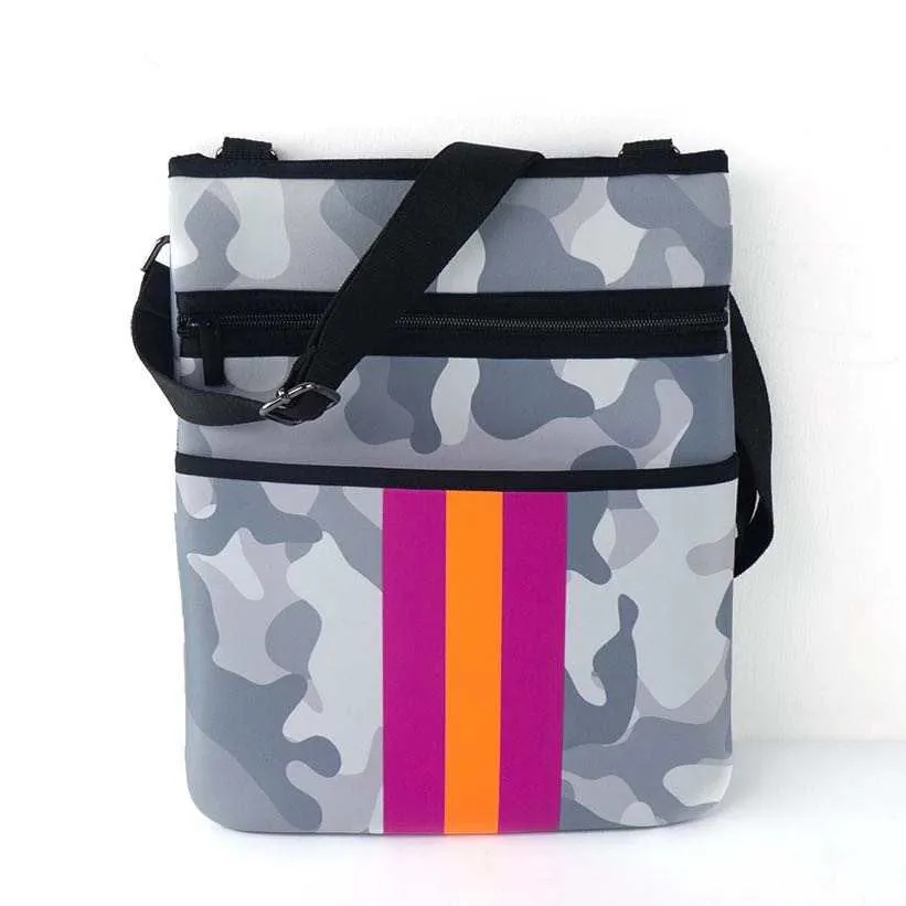 Grey Camo Crossbody Neoprene