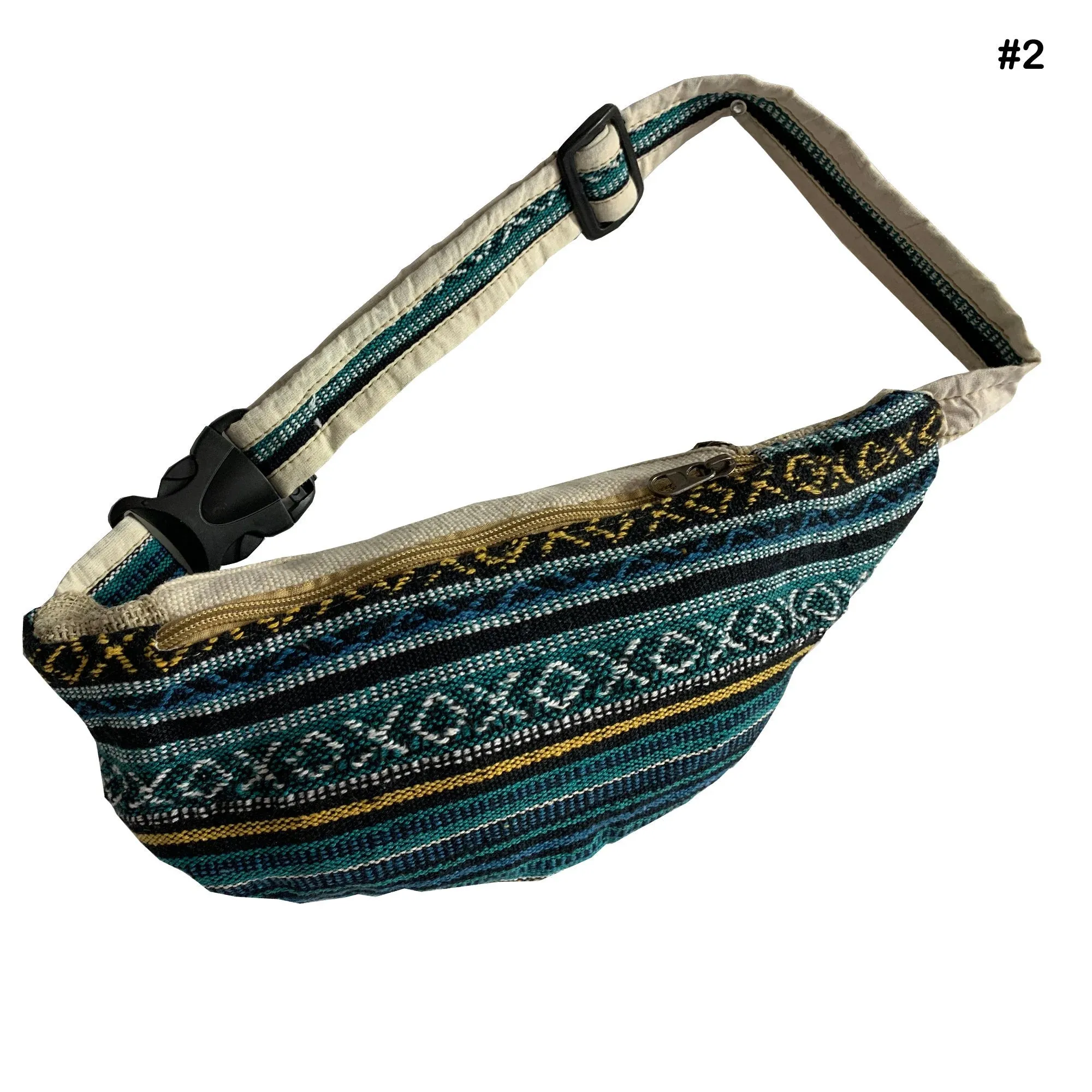 Handmade Himalayan Natural Hemp Multiple Pocket Travel Hip Belt Waist Bag Fanny Pack