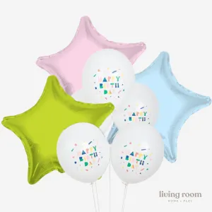 Happy Birthday Starburst Balloon Bouquet