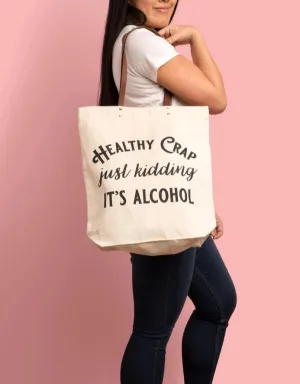 Healthy Crap Canvas Grocery Tote Bag