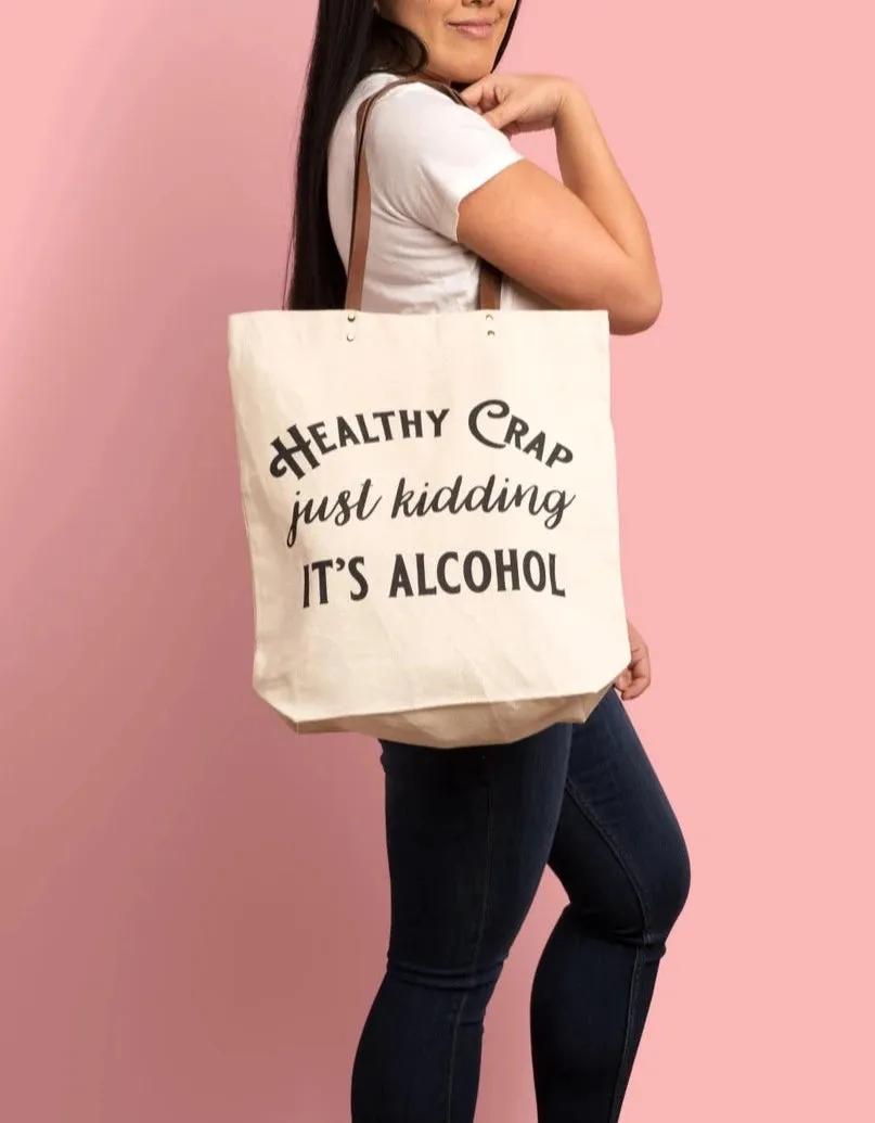 Healthy Crap Canvas Grocery Tote Bag