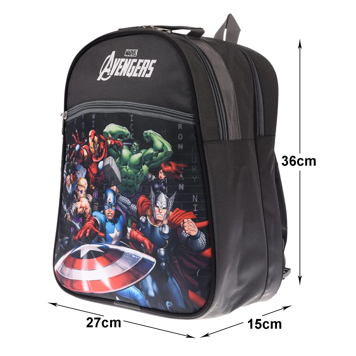 Heart Home Marvel Avengers School Bag|3 Compartment Rexine School Bagpack|School Bag for Kids|School Bags for Girls with Zipper Closure (Gray)