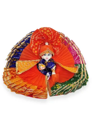 Heavy multi color laddu gopal bhandej dress with pagdi (Random Color)