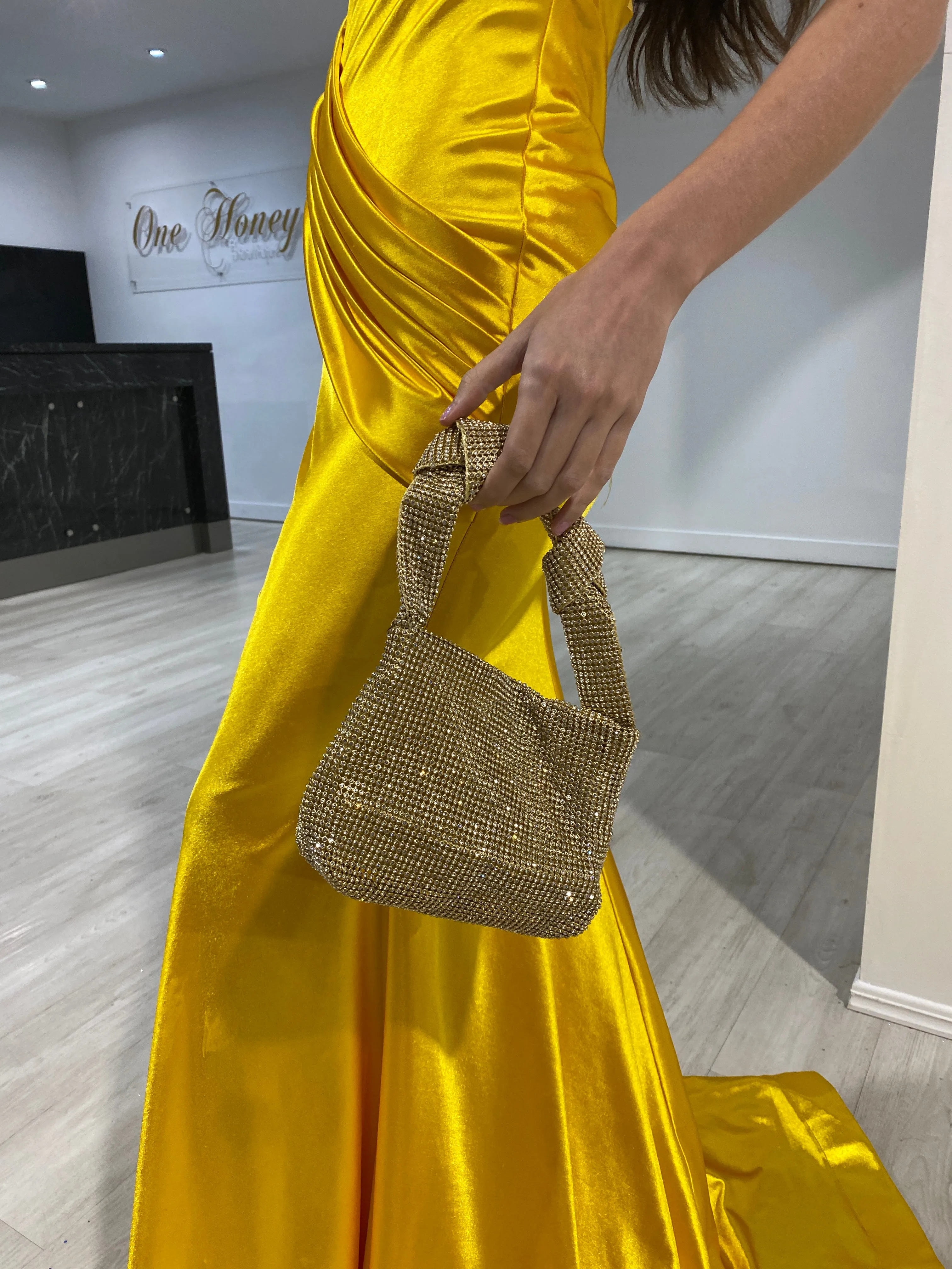 Honey Couture BOUJEE Diamanté Mesh Mini Bag