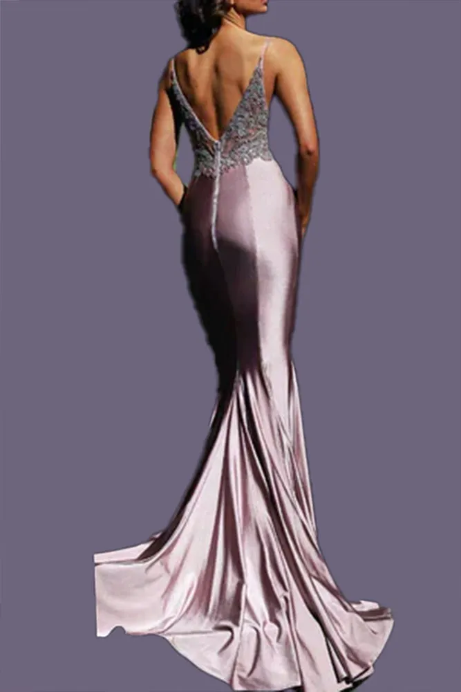 J'ADORE AUSTRALIA sequin crystal GOWN - MOCHA