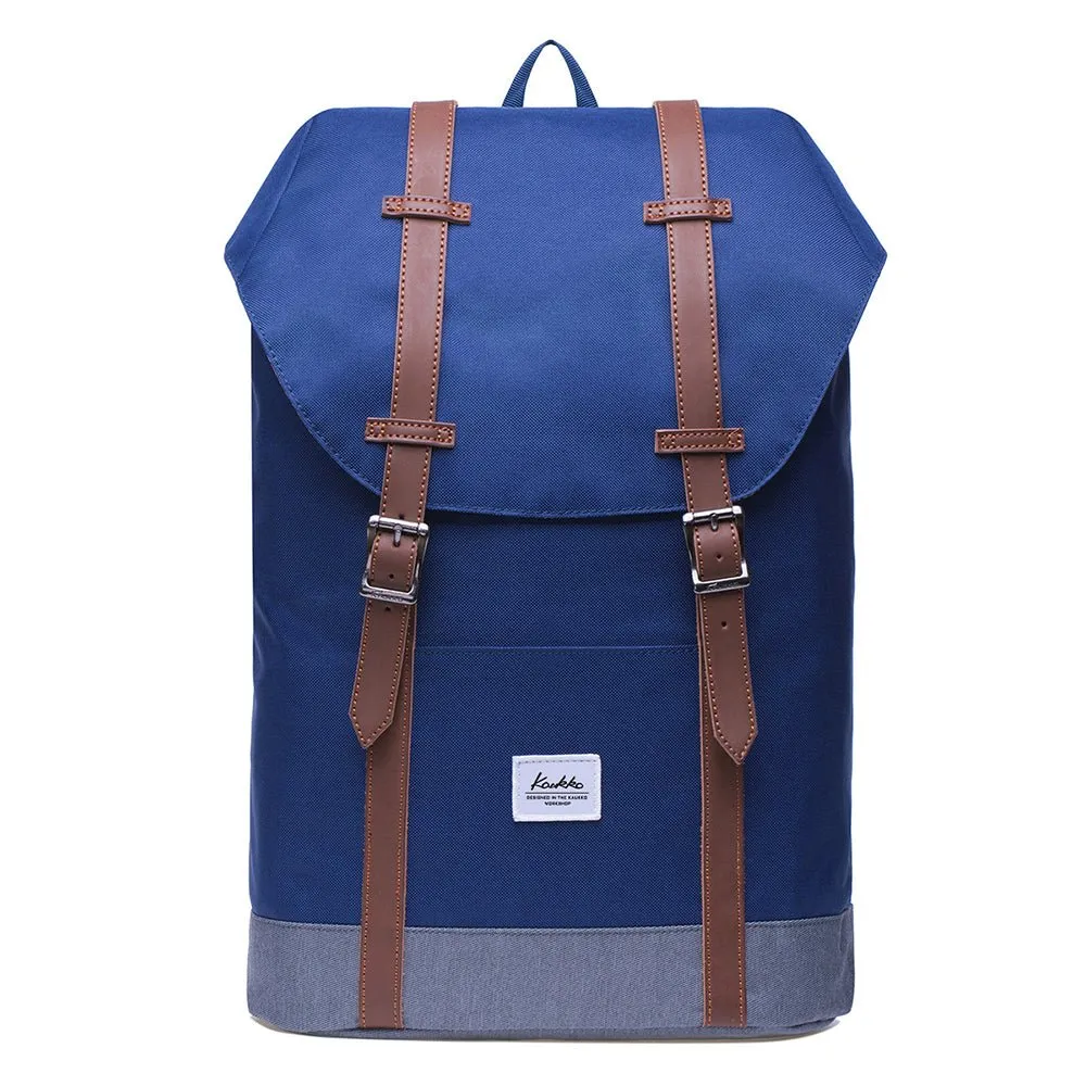 KAUKKO Backpack Women Men Vintage Travel Backpack, EP6-2  ( Blue / 18.3L  )