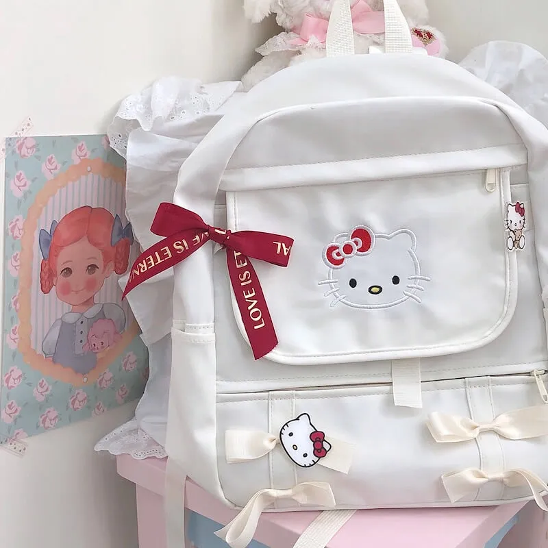 Kawaii cute bow hello kitty backpack bag