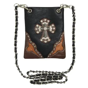 LADIES PURSE BROWN & BLACK CROSS