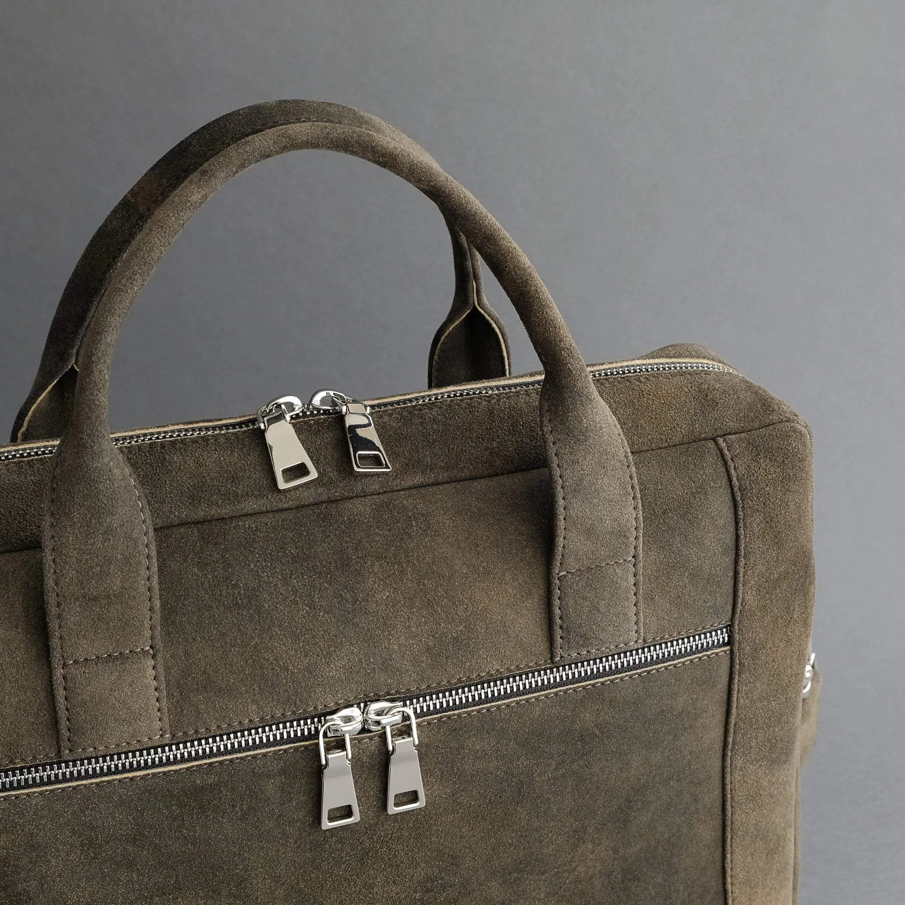 Laptop Carrying Bag Made From Walnut Goatskin Suede