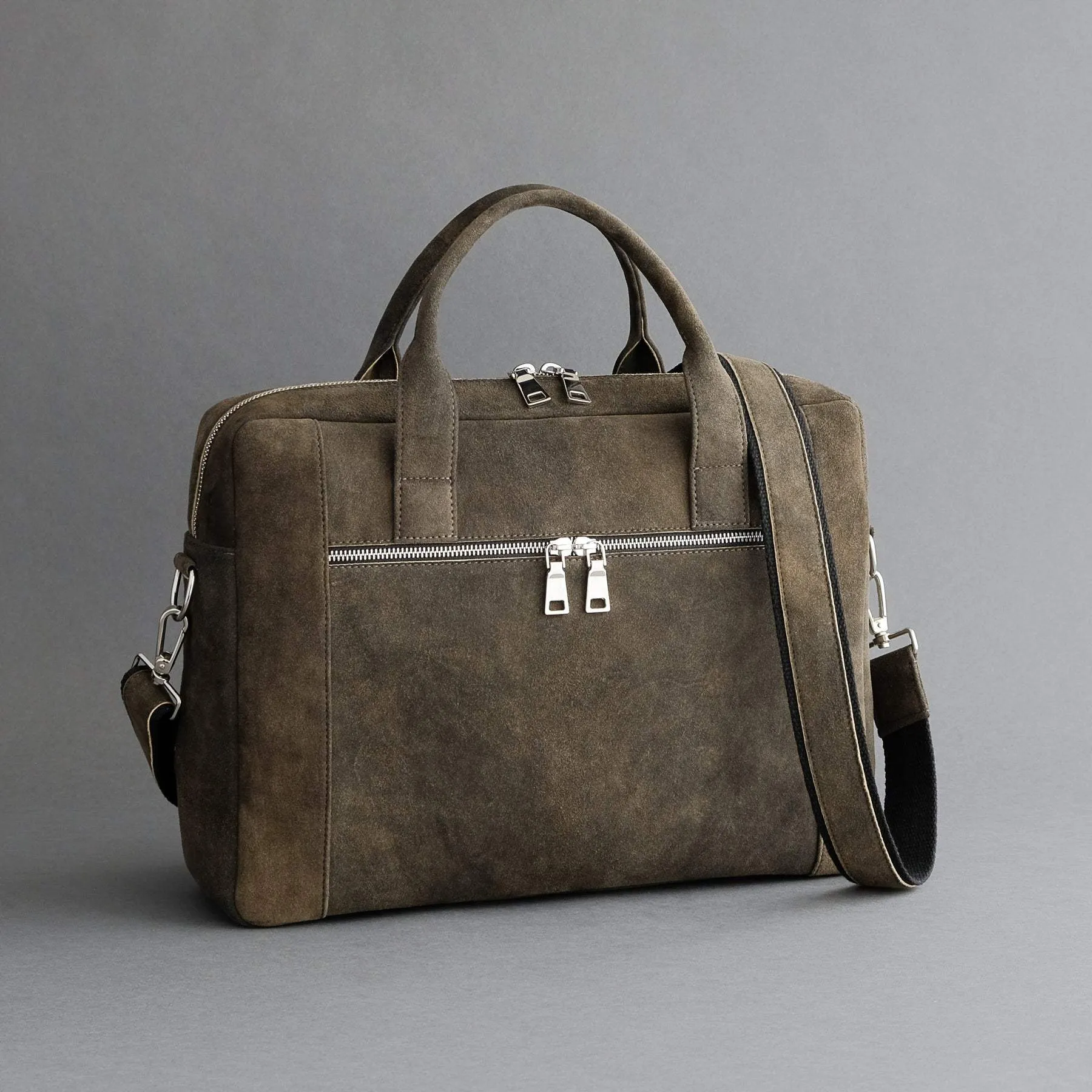 Laptop Carrying Bag Made From Walnut Goatskin Suede