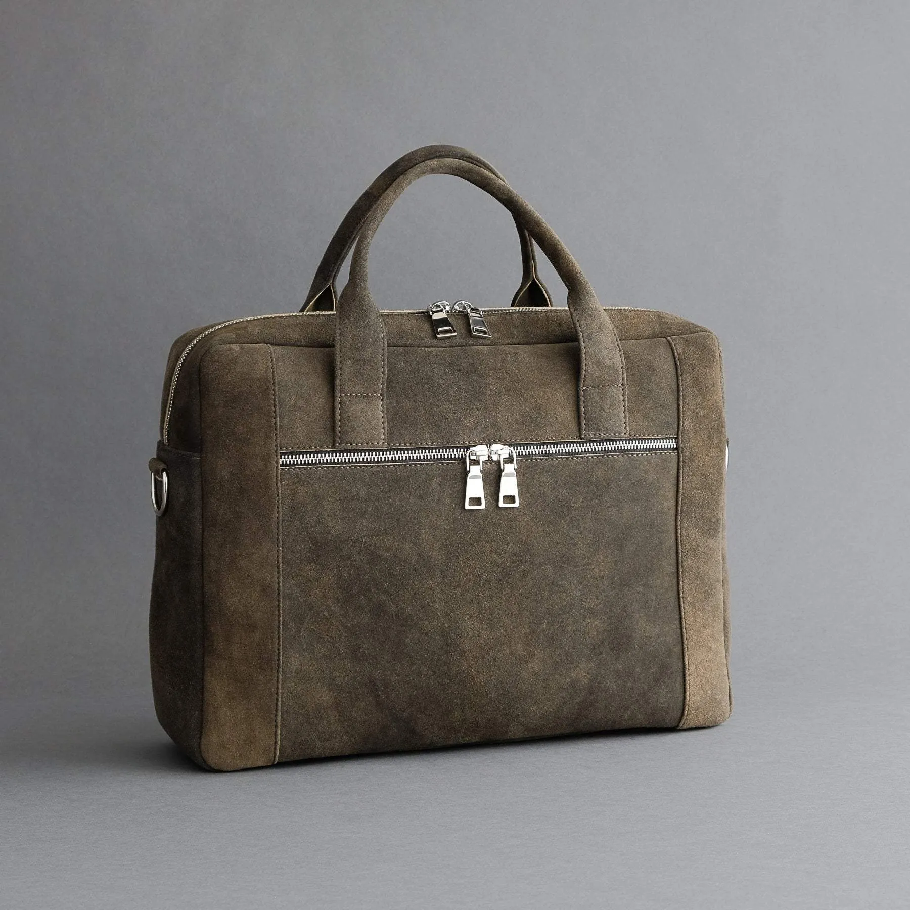 Laptop Carrying Bag Made From Walnut Goatskin Suede