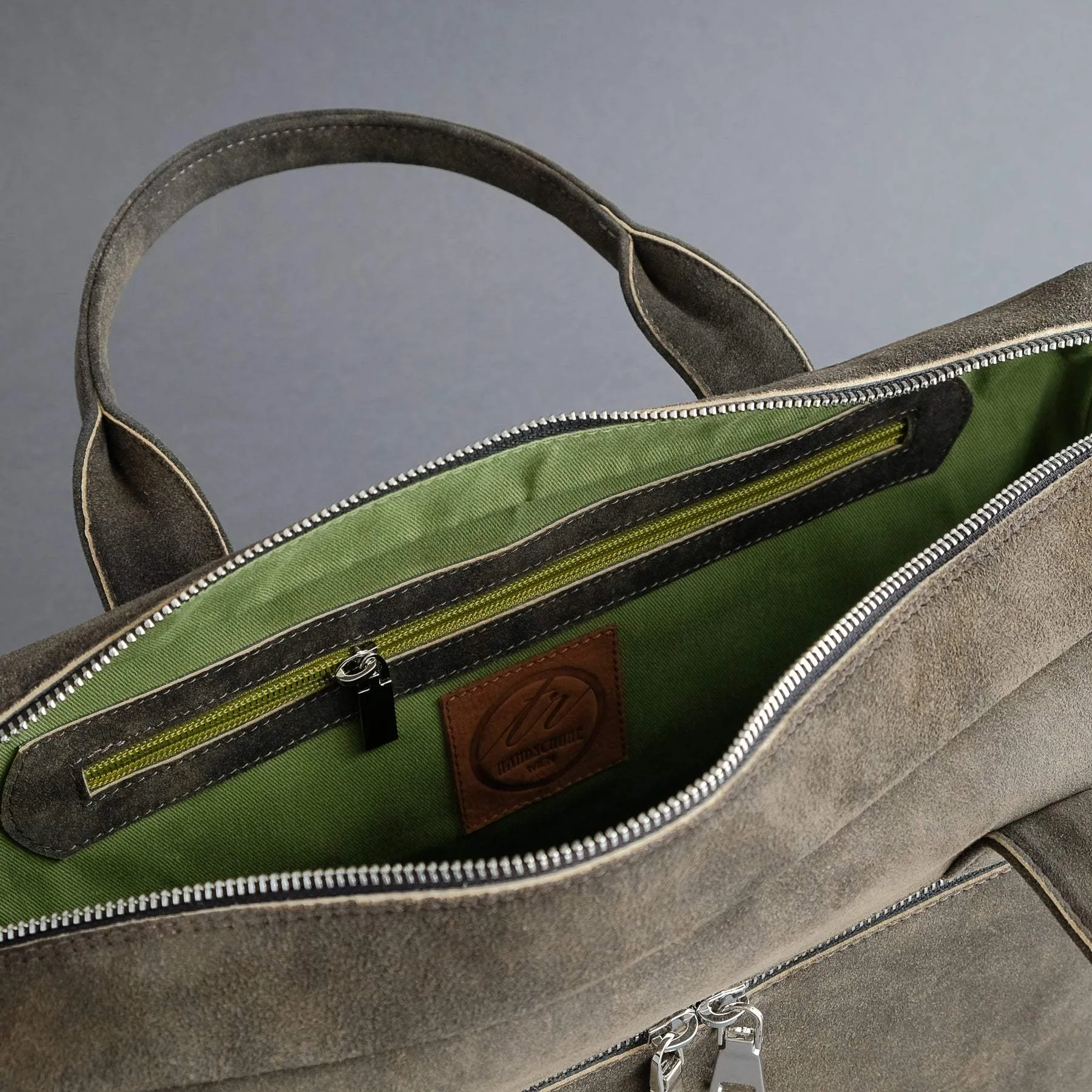 Laptop Carrying Bag Made From Walnut Goatskin Suede