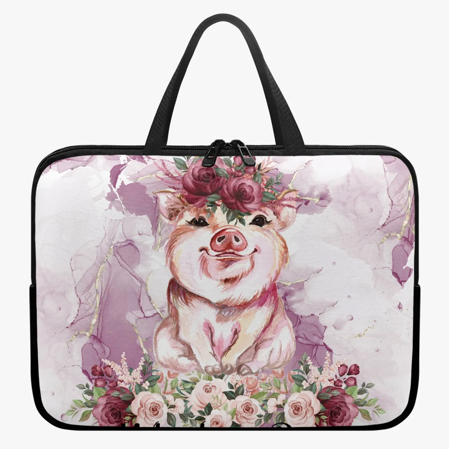 Laptop Sleeve with Handles - Pig