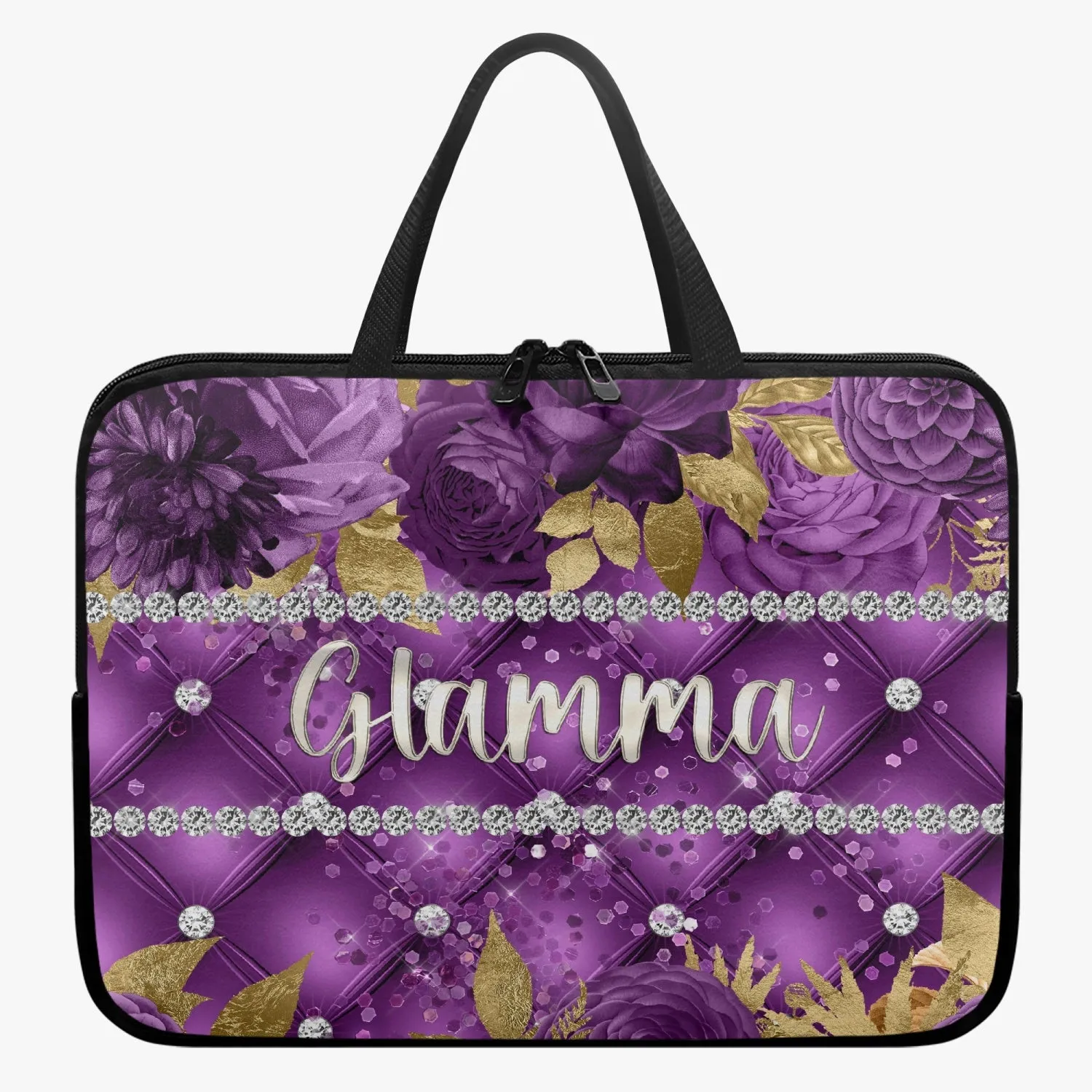 Laptop Sleeve with handles - Purple Floral - Glamma