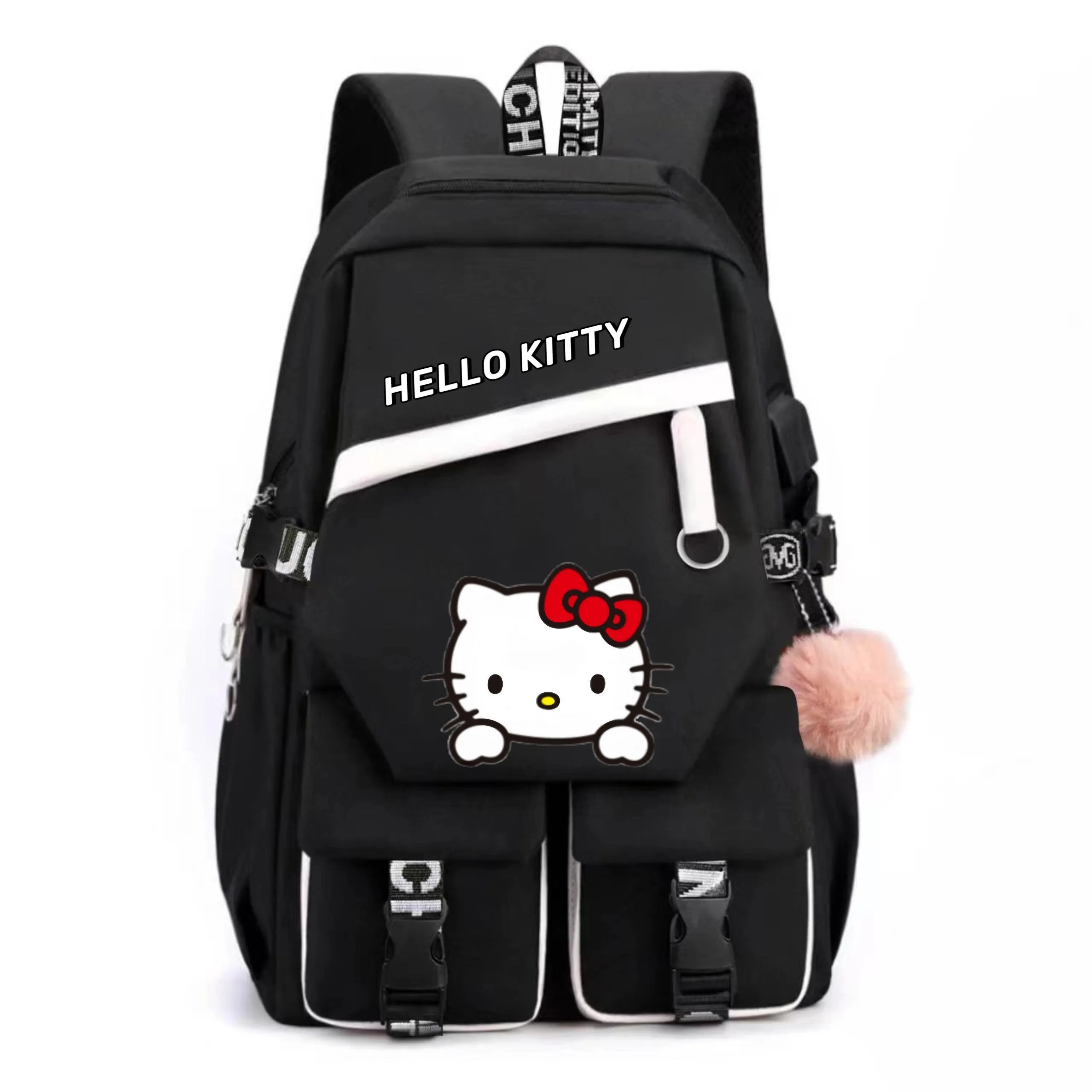 Large Capacity Foldable Backpack - Officially Licensed Hello Kitty Design, Fashionable Dual-Strap Pack, Spacious Interior, Foldable for Easy Storage - Sanrio School Bag with Timeless Classic Pattern