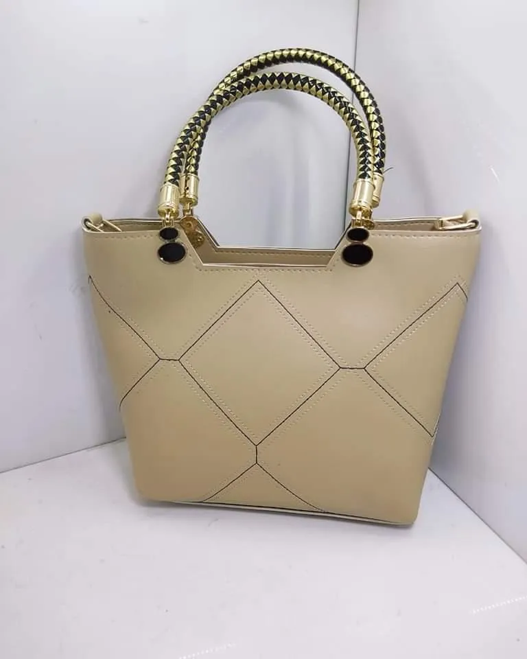 Leather X pattern handbag