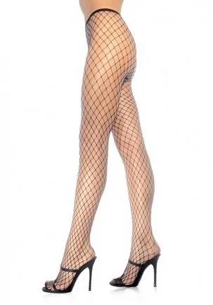 Leg Avenue Spandex Diamond Net Pantyhose - Black