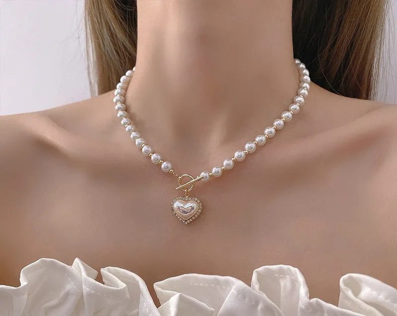 Luxury Pearl Love Heart Necklace