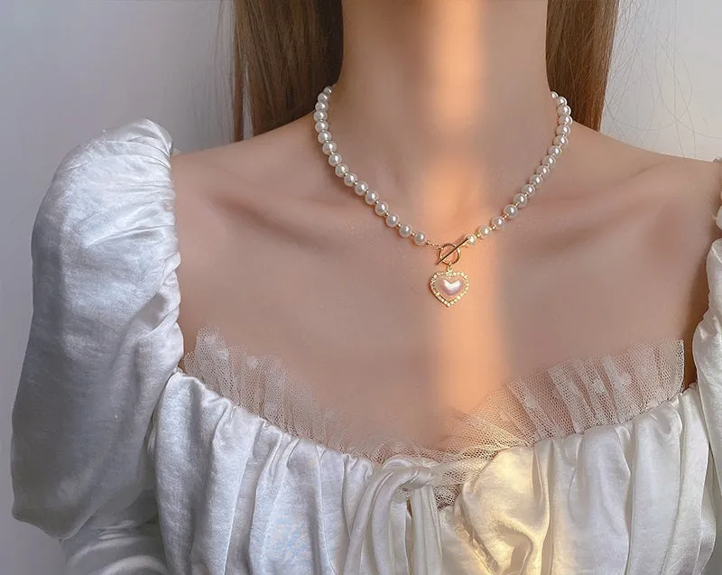 Luxury Pearl Love Heart Necklace