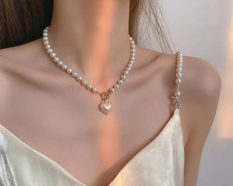 Luxury Pearl Love Heart Necklace